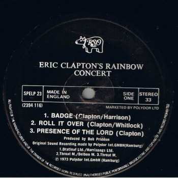 LP Eric Clapton: Eric Clapton's Rainbow Concert