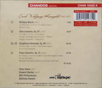 CD Erich Wolfgang Korngold: Military March, Cello Concerto, Symphonic Serenade, Piano Concerto