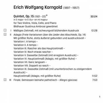 CD Erich Wolfgang Korngold: String Sextet - Piano Quintet