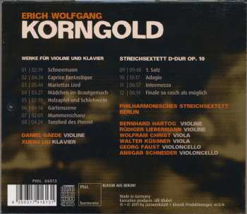 CD Erich Wolfgang Korngold: Werke für Violine und Klavier, Streichsextett D-Dur