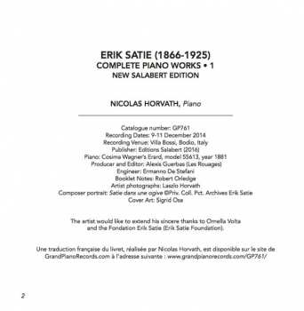 CD Erik Satie: Complete Piano Works - 1, New Salabert Edition