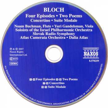 CD Ernest Bloch: Four Episodes / Two Poems / Concertino / Suite Modale