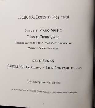 6CD/Box Set Ernesto Lecuona: Ernesto Lecuona-The Piano Music-Selected Songs