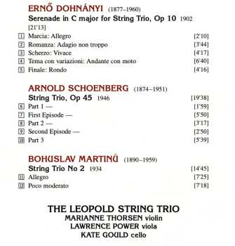 CD Bohuslav Martinů: Serenade Op 10 / String Trio No 2 / String Trio Op 45