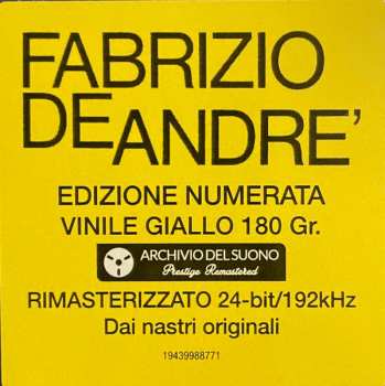 LP Fabrizio De André: Volume 3° CLR | LTD | NUM