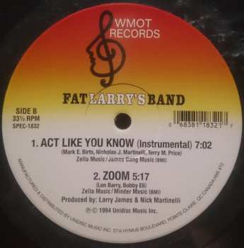 LP Fat Larry's Band: Act Like You Know / Zoom CLR