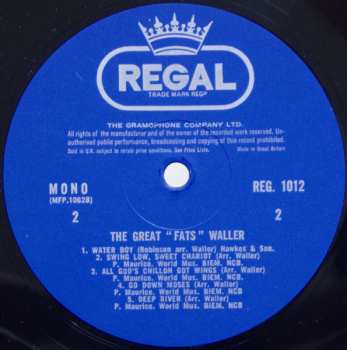 LP Fats Waller: The Great "Fats" Waller