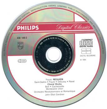 CD John Eliot Gardiner: Requiem (Original Orchestration) - Choral Works = Œuvres Chorales: Debussy - Saint-Saëns - Ravel - Fauré
