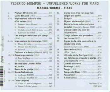 CD Frederic Mompou: Unpublished Works For Piano