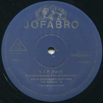 LP Fela Kuti: V.I.P. (Vagabonds In Power) Vol. 1 Live In Berlin