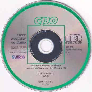 2CD Felix Mendelssohn-Bartholdy: Lieder Ohne Worte ∙ Variations Sérieuses
