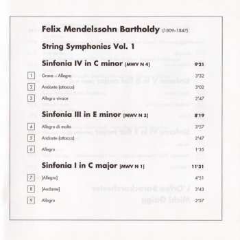 CD Felix Mendelssohn-Bartholdy: String Symphonies Vol. 1