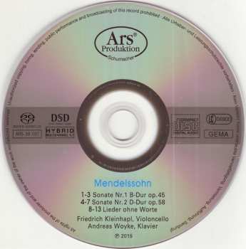 SACD Felix Mendelssohn-Bartholdy: Sonatas & Songs
