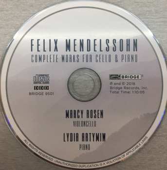 CD Felix Mendelssohn-Bartholdy: Complete Works For Cello & Piano