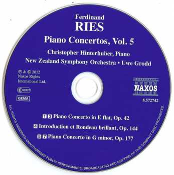 CD The New Zealand Symphony Orchestra: Piano Concertos (Op. 42 And Op. 177 Introduction Et Rondeau Brillant)
