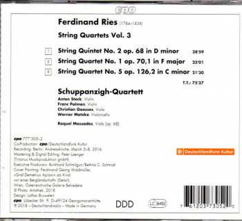 CD Ferdinand Ries: String Quartets Vol. 3