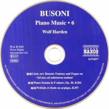 CD Ferruccio Busoni: Piano Music 6 