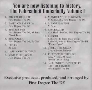 CD First Degree The D.E.: Fahrenheit Underbelly Vol. 1