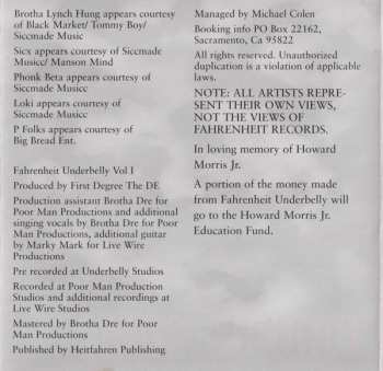 CD First Degree The D.E.: Fahrenheit Underbelly Vol. 1