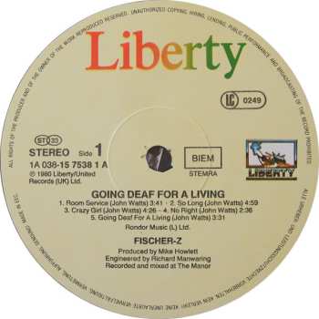 LP Fischer-Z: Going Deaf For A Living