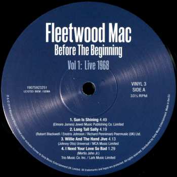 3LP Fleetwood Mac: Before The Beginning Vol 1: Live 1968