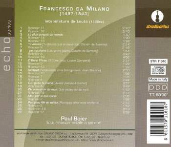 CD Francesco Canova da Milano: Intabolatura Da Leuto (1530ca)