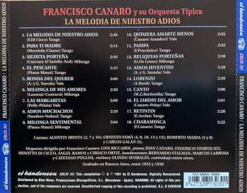 CD Francisco Canaro Y Su Orquesta Típica: La Melodía De Nuestro Adiós