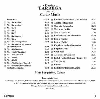 CD Francisco Tárrega: Guitar Music