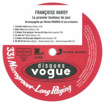 LP Françoise Hardy: Le Premier Bonheur Du Jour LTD | CLR