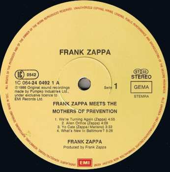 LP Frank Zappa: Frank Zappa Meets The Mothers Of Prevention (European Version)