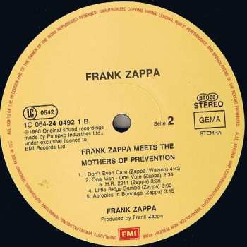 LP Frank Zappa: Frank Zappa Meets The Mothers Of Prevention (European Version)
