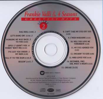 CD The Four Seasons: Greatest Hits, Vol.2