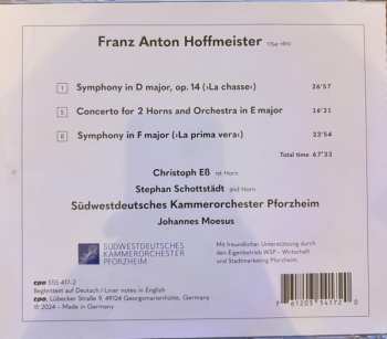 CD Franz Anton Hoffmeister: Concerto for 2 Horns / 2 Symphonies