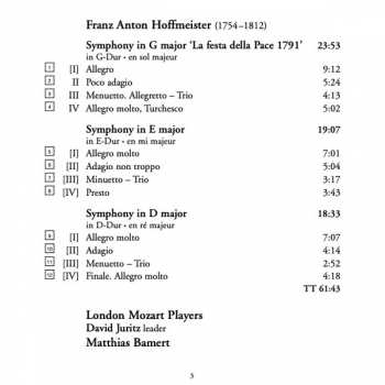 CD Franz Anton Hoffmeister: Symphonies