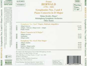 CD Franz Berwald: Symphonies No. 3 "Sinfonie Singulière" • No. 4 in E Flat Major • Piano Concerto in D Major
