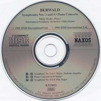 CD Franz Berwald: Symphonies No. 3 "Sinfonie Singulière" • No. 4 in E Flat Major • Piano Concerto in D Major
