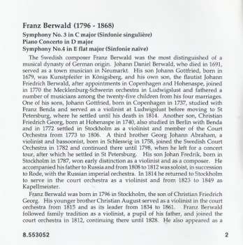 CD Franz Berwald: Symphonies No. 3 "Sinfonie Singulière" • No. 4 in E Flat Major • Piano Concerto in D Major