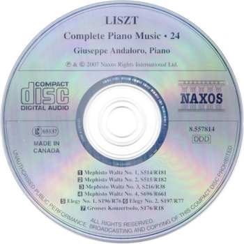CD Franz Liszt: Complete Piano Music • Volume 24: Mephisto Waltzes / Two Elegies / Grosses Konzertsolo