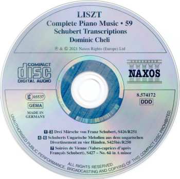 CD Franz Schubert: Schubert Transcriptions: Three Marches • Hungarian Melodies