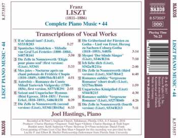 CD Franz Liszt: Transcriptions Of Vocal Works