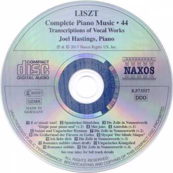 CD Franz Liszt: Transcriptions Of Vocal Works