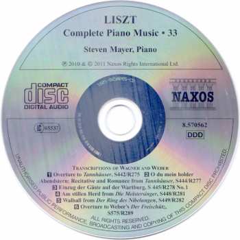 CD Franz Liszt: Wagner And Weber Transcriptions