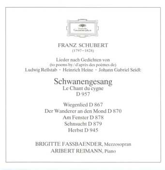 CD Franz Schubert: Schwanengesang · 5 Lieder
