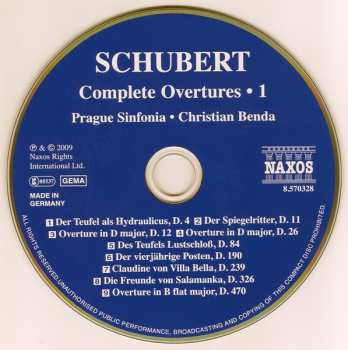 CD Franz Schubert: Complete Overtures • 1