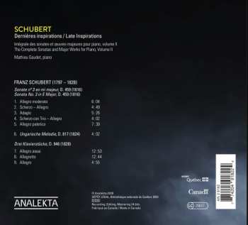 CD Franz Schubert: Dernières Inspirations / Late Inspirations