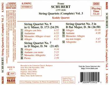 CD Franz Schubert: String Quartets (Complete) Vol. 3 (No. 9 / No. 7 / No. 3)