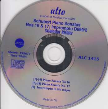 CD Franz Schubert: Piano Sonatas Nos.16 & 17: D845, 850, Impromptu D899/2 