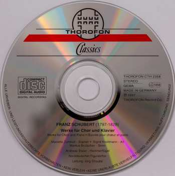 CD Franz Schubert: Werke Für Chor Und Klavier = Works For Choir And Piano = Œuvres Pour Chœur Et Piano