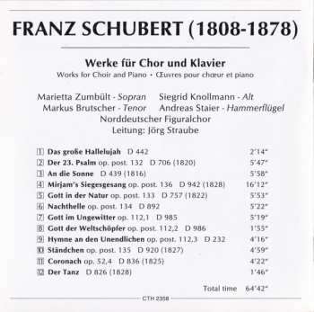 CD Franz Schubert: Werke Für Chor Und Klavier = Works For Choir And Piano = Œuvres Pour Chœur Et Piano