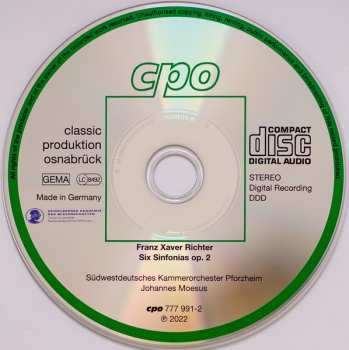 CD Franz Xaver Richter: Symphonies Op. 2